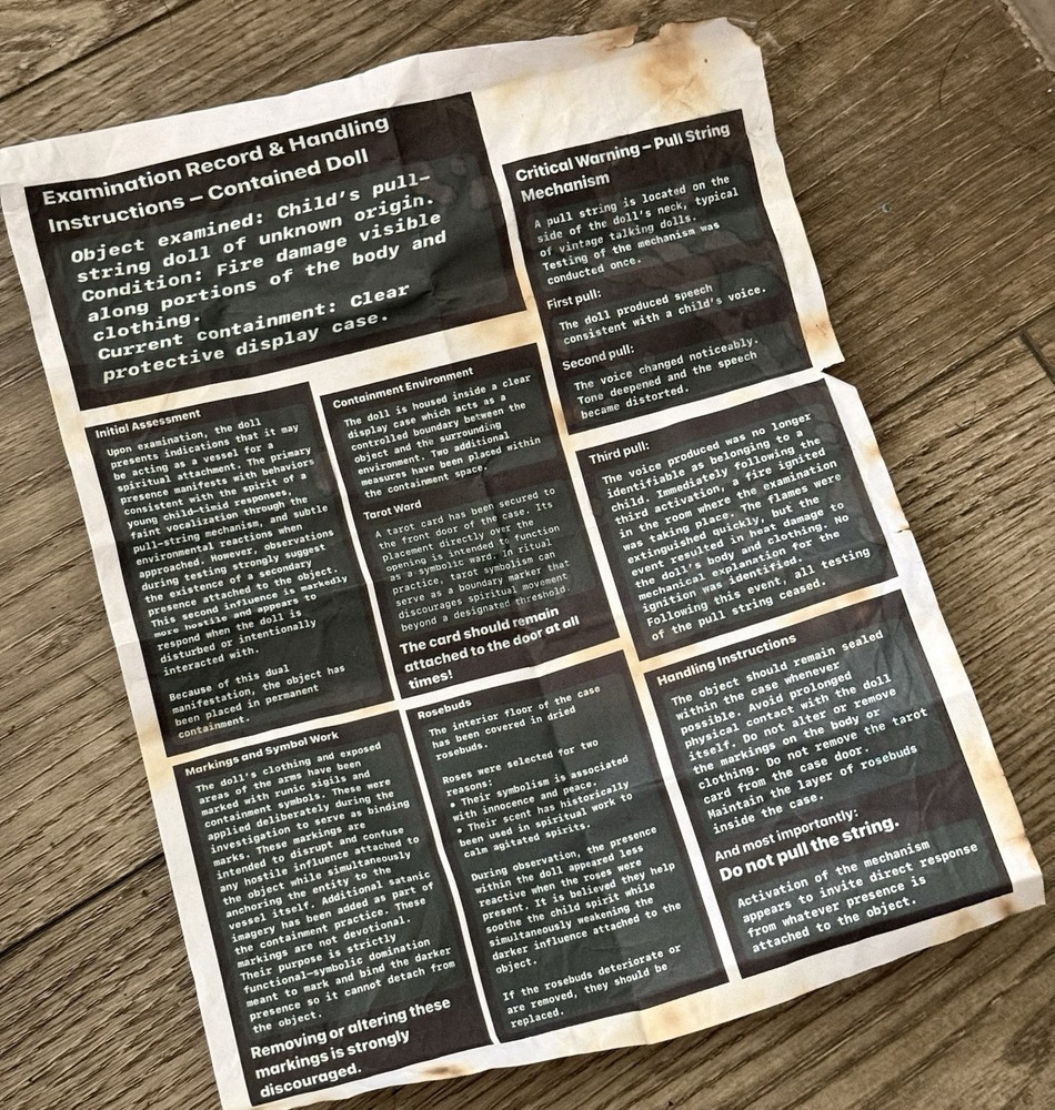 Haunted Ritual Doll Possessed Ghost Demon Toy Plush Pull String