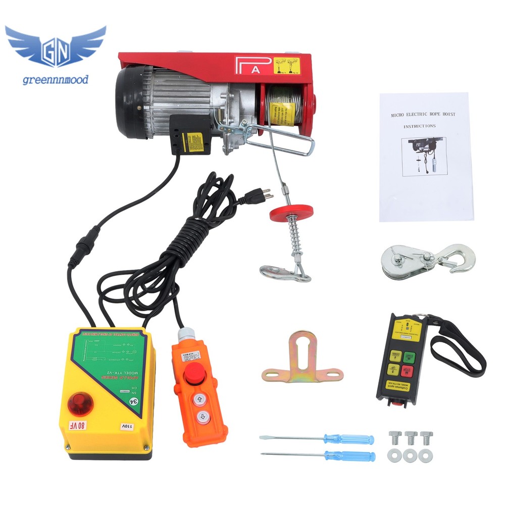 1320lbs Electric Hoist with Wireless Remote Control,14ft Wired Remote Control