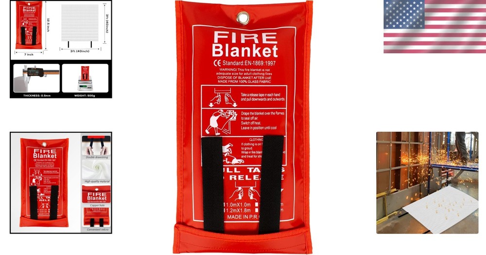 Versatile Fire Safety Blanket - Ideal for Kitchen, Home & Camping Use