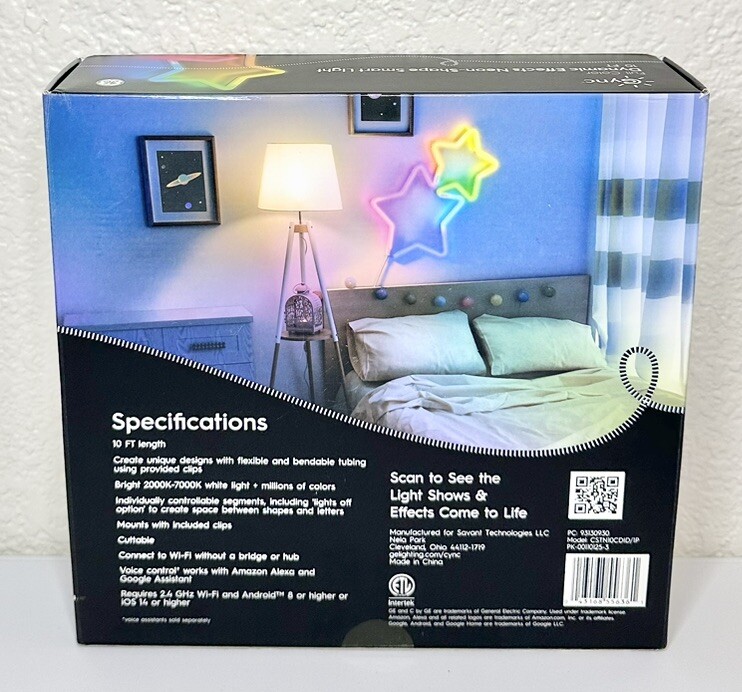 GE Cync Dynamic Effects 10ft Decorative Neon Shape Smart Light Rope String