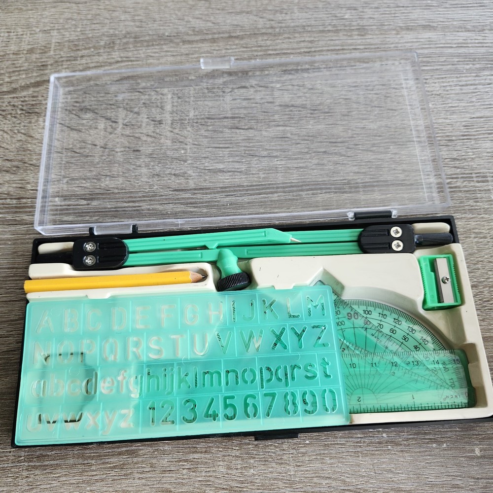 Maped Study Geometry 10 Piece Green Set, In Carry Case