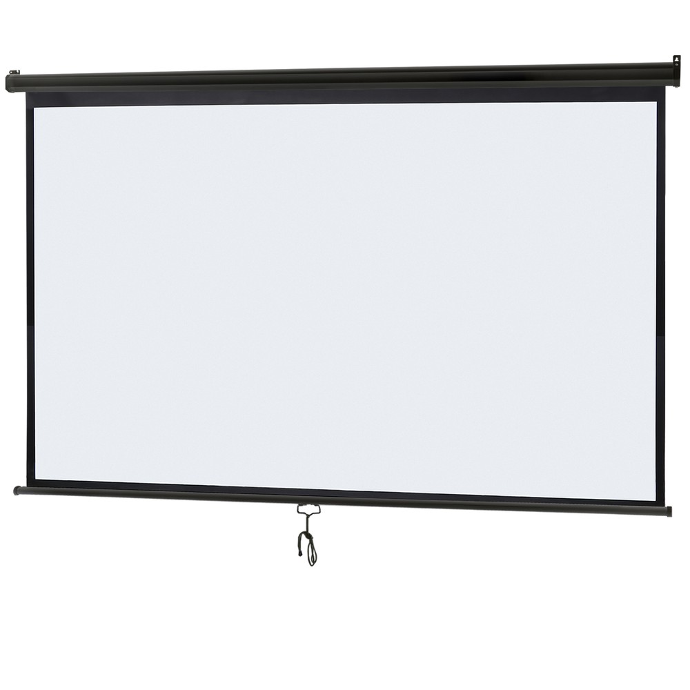 100" Diagonal Projection Projector Screen Manual Pull Down 16:9 HD Movie Theate