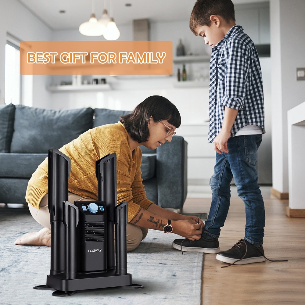 Electric 4 Shoe Dryer Deodorizing Boot Warmer W/ 180 Mins Timer & Heating Blower