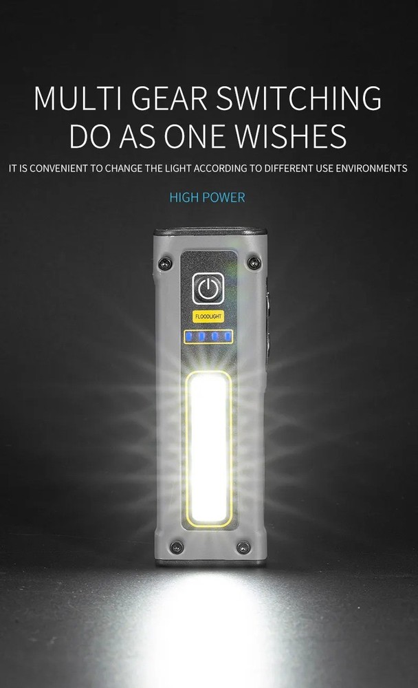 Mini Rechargeable LED Flashlight Magnetic Work Light COB Side Light Power Bank