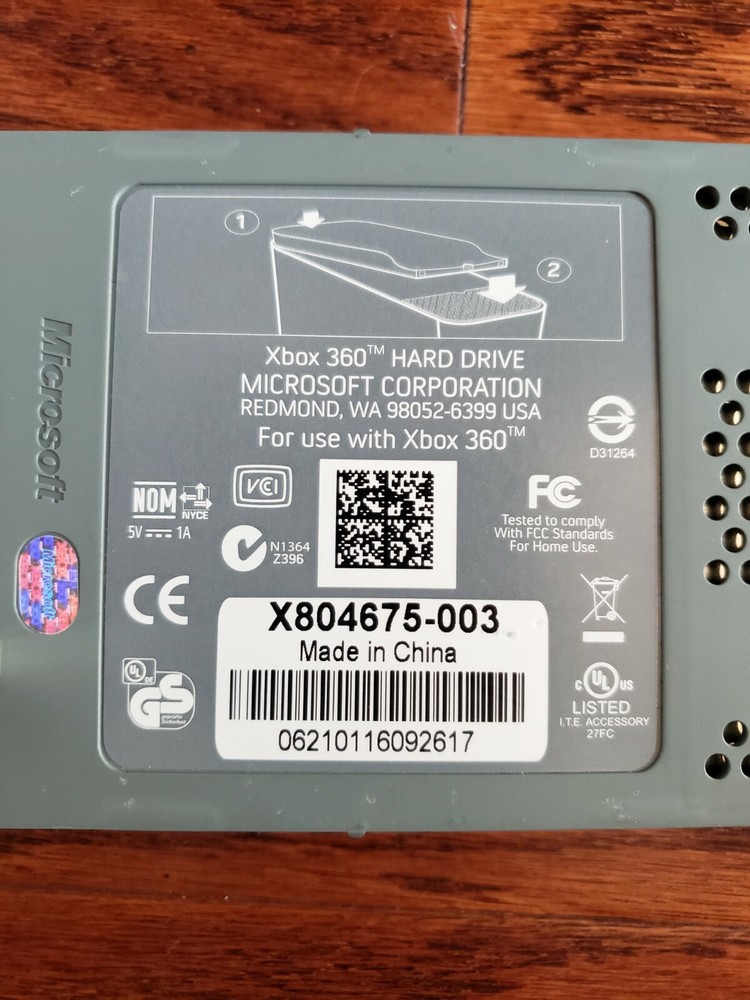 Microsoft Xbox 360 HDD External Hard Drive Gray X804675-003
