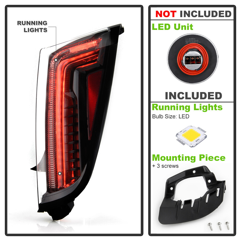 Clear Lens Black Housing LED Tail Lights for 2013-2017 Cadillac XTS Left+Right