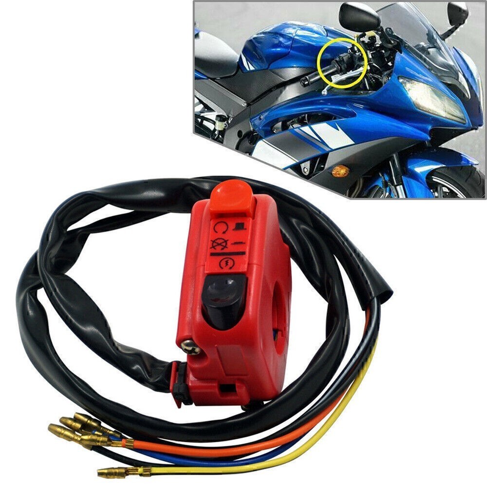 7/8" Handlebar Motorcycle Ignition Switch On Off Starter Engine Universal Red
