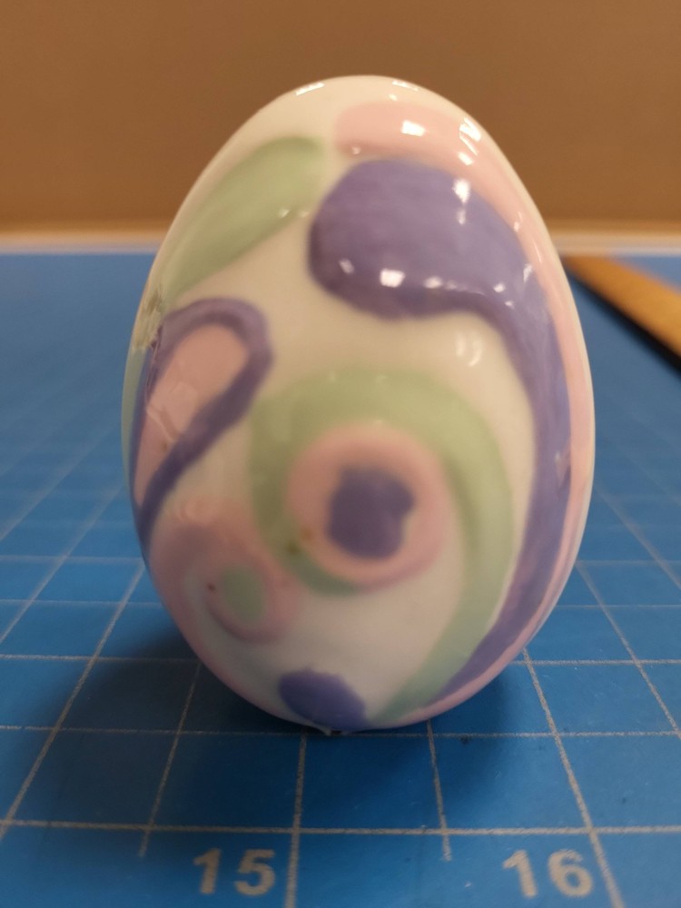 Ceramic Easter Egg Hand Painted Pastel Swirls Decorative Ornament Decor 2.5"