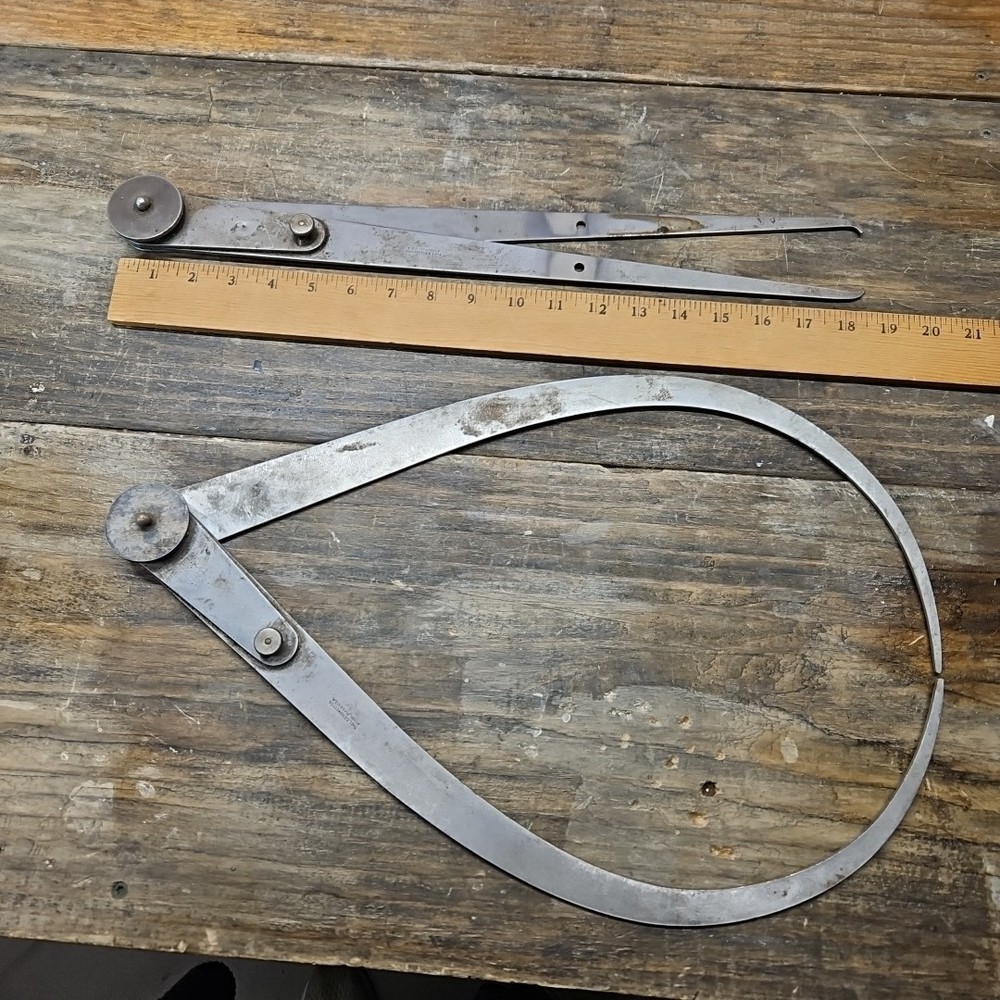 VINTAGE LS STARRETT INSIDE OUTSIDE FLAT LEG LOCK JOINT CALIPERS