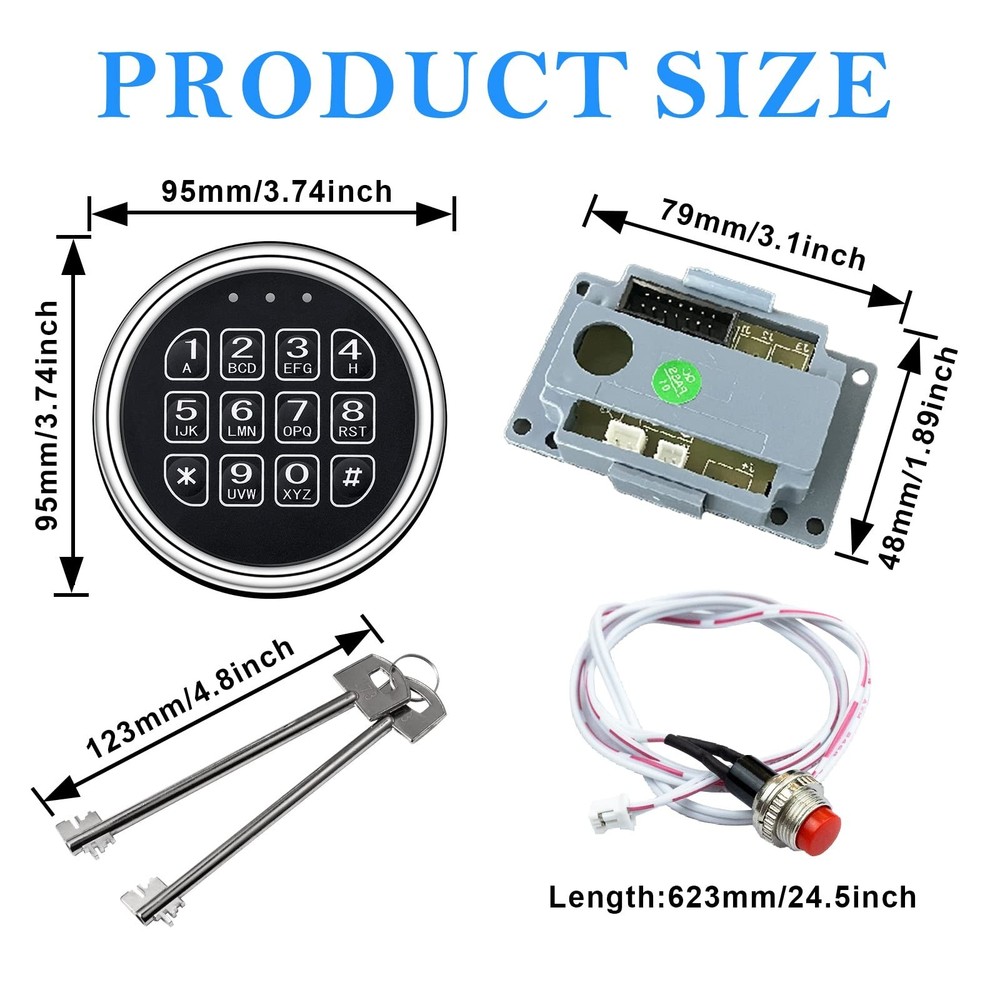 Gun Safe Lock Replacement,Chrome Keypad Electronic Safe Lock with Solenoid Lo...