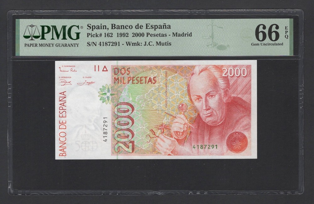 Spain 2000 Pesetas 1992 P162 Uncirculated Grade 66