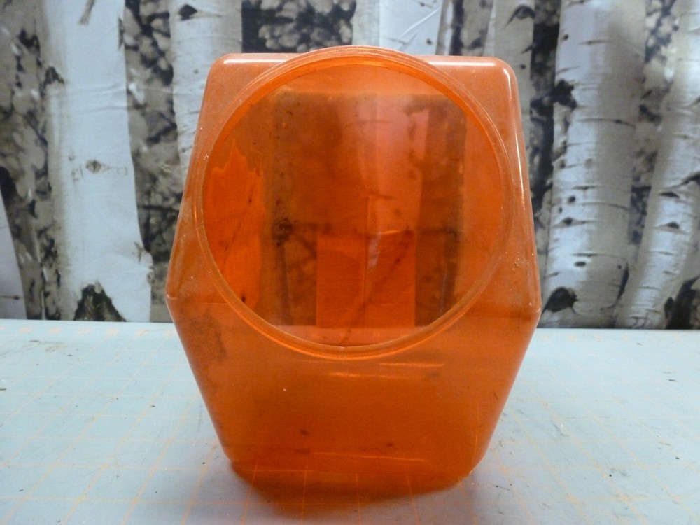 (A) *Cracked* VTG Ferrara Pan Atomic Fire Ball Candy Jar, Red Plastic Container