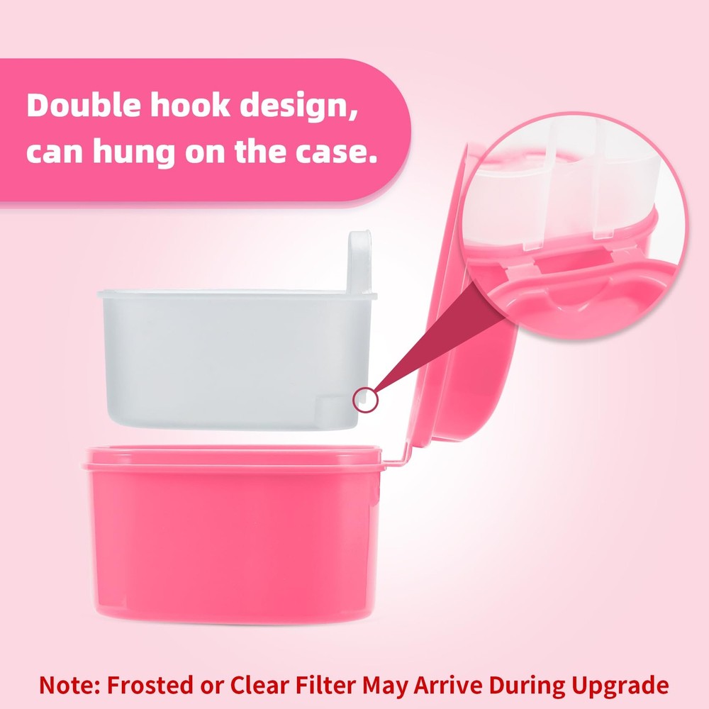 Annhua Denture Retainer Container Case Cleaning,Denture Bath Box False Pink