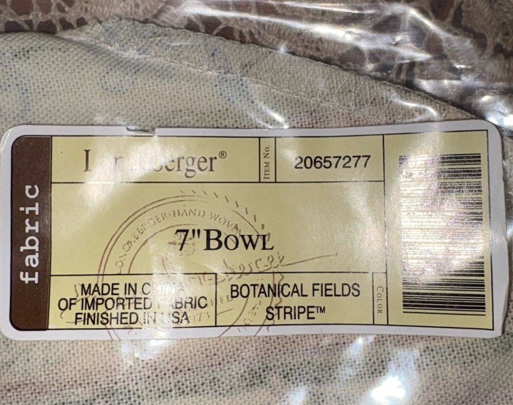 NIP Longaberger Botanical Fields Stripe Basket Liner