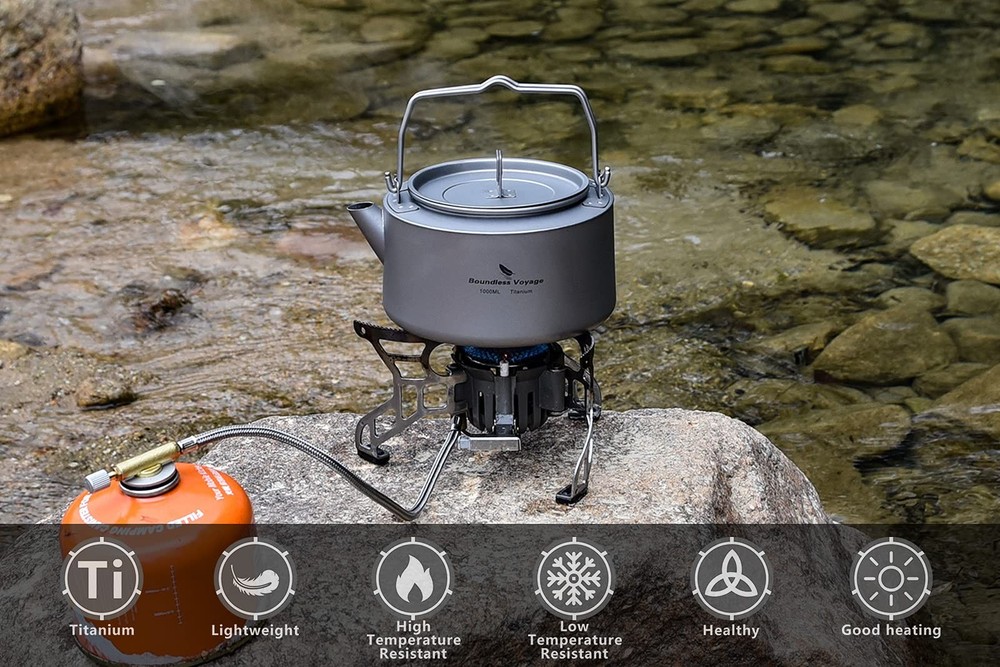 Boundless Voyage Titanium Kettle with Folding Handle & Filter Ultralight Teap...