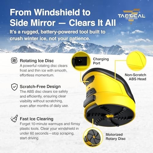 Electric Ice Scraper for Car Windshield - Cordless Motorized Snow Remover Tool