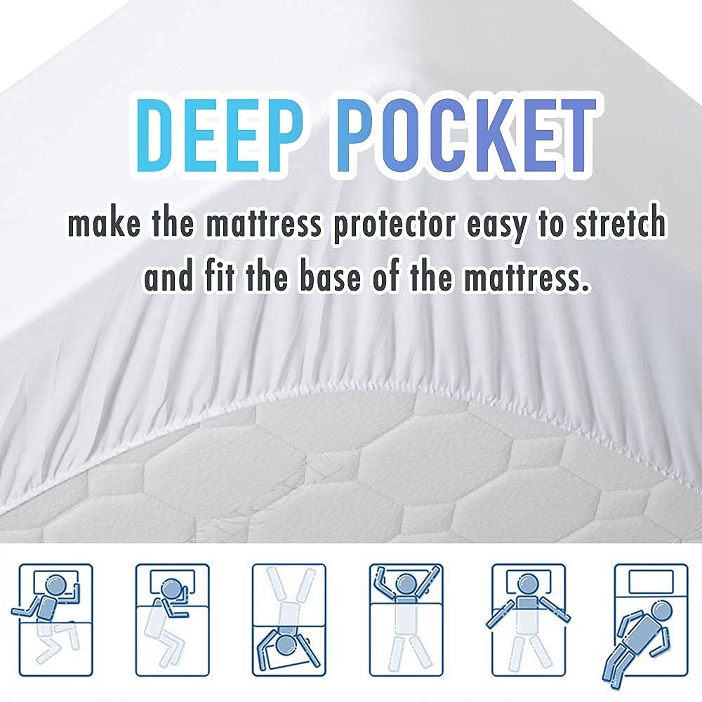 MATBEBY Queen Size Mattress Pad - Cooling Queen, White - Curvy Pattern