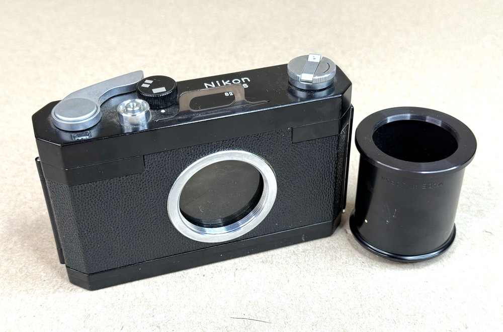 Nikon M-35S Microscope camera, 35mm dual format full & half-frame, w/tube-UNTEST