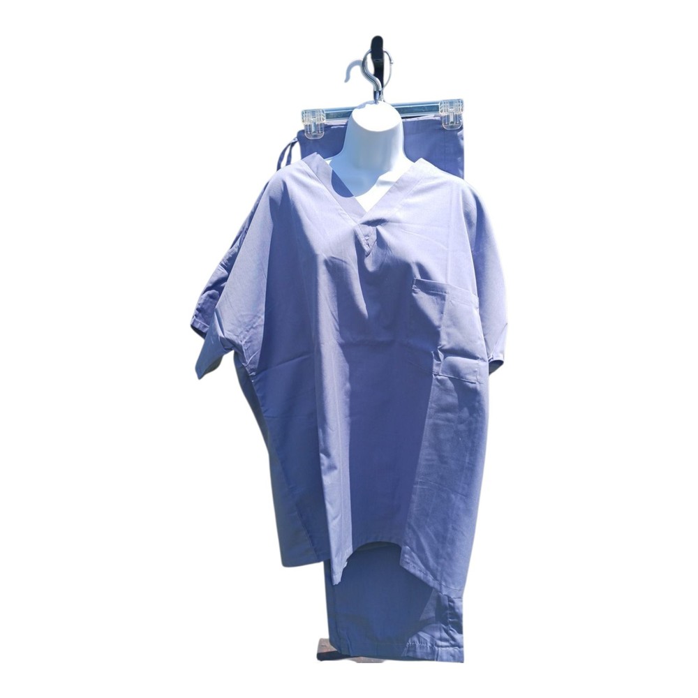 Womens Scrub Top Bottom 2X Unbranded 100% Cotton Ceiling Blue