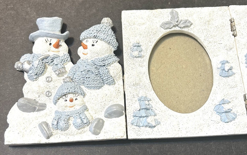 Vintage Snowman Buddies Hinged Picture Frame White Texturedi