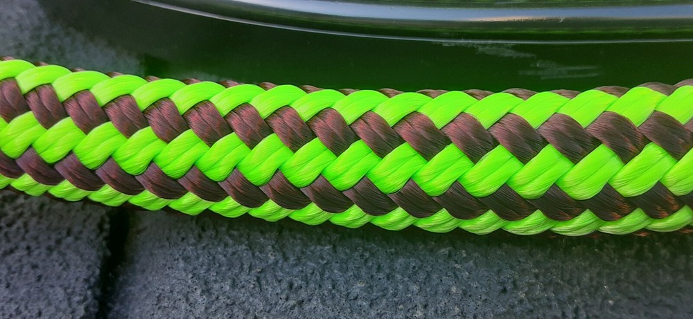 9/16 x 100 ft. Double Braid-Yacht Braid Polyester Rope. Lime/Burgundy