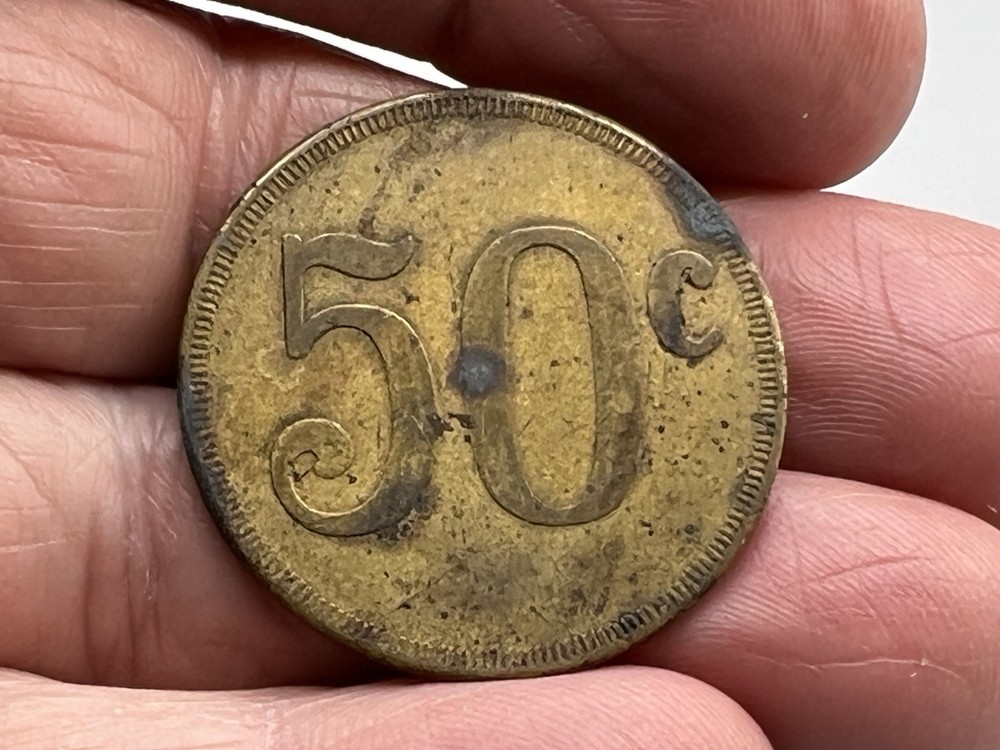 Antique 50 Cent Brass Token