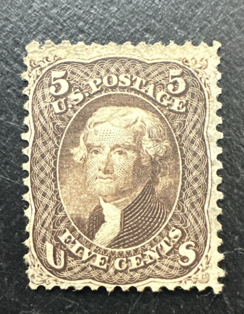 US Scott#76 1863 5c Thomas Jefferson, Brown, perf 12