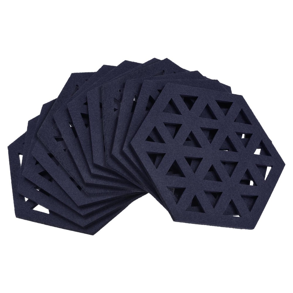 Felt Coasters 12pcs Hexagonal Coasters Coasters, Dark Blue