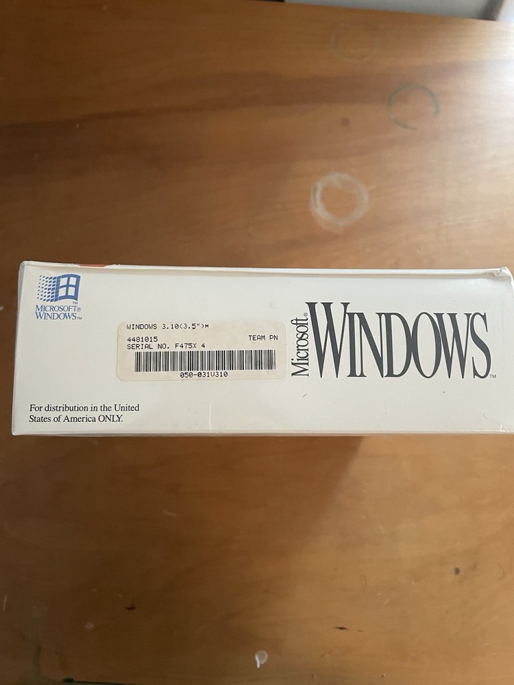 Microsoft Windows 3.1 Retail Box Floppy 3.5" Sealed