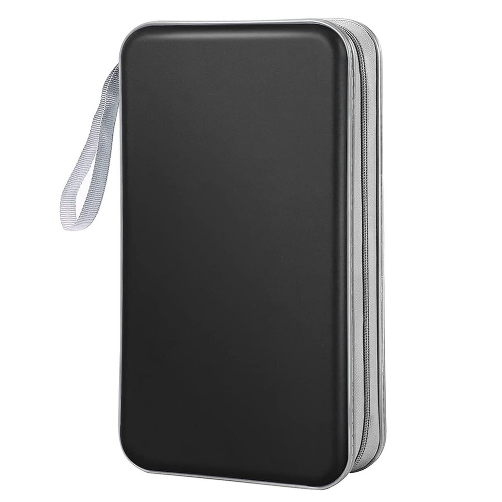 CD Case holder 80 Capacity CD/DVD Case Holders Wallet Hard Plastic, Black
