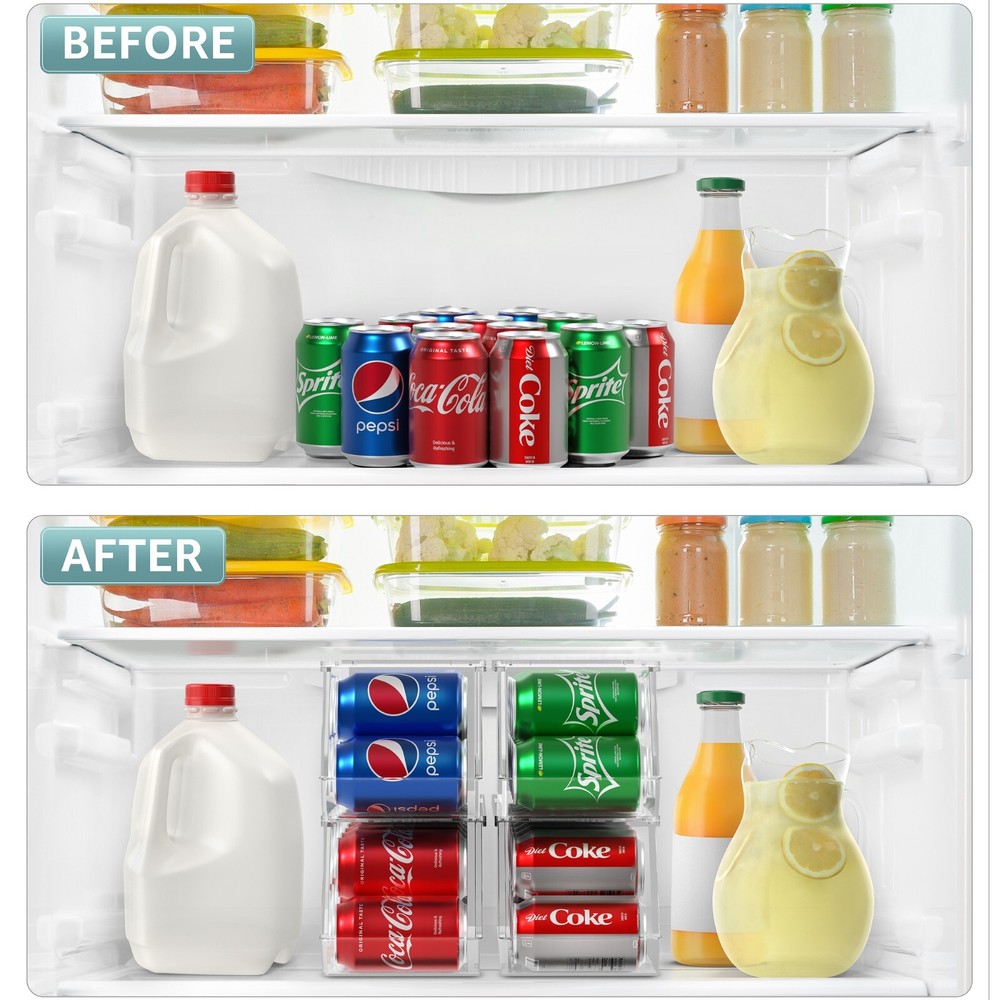 Sorbus Soda Can Organizer for Refrigerator - Stackable w Lid - Holds 48 Cans