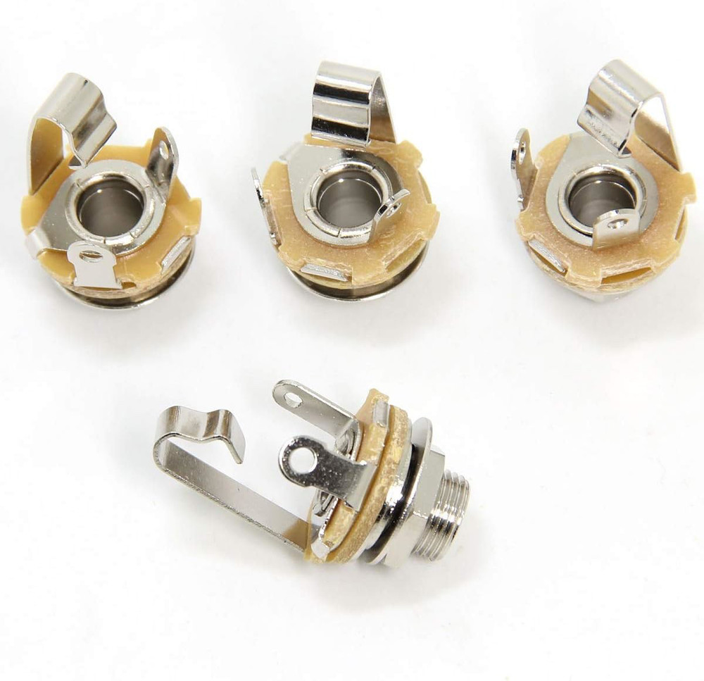 4-Pack 1/4" Female Guitar Input Jack 6.35mm TS Mono Socket Panel Mount