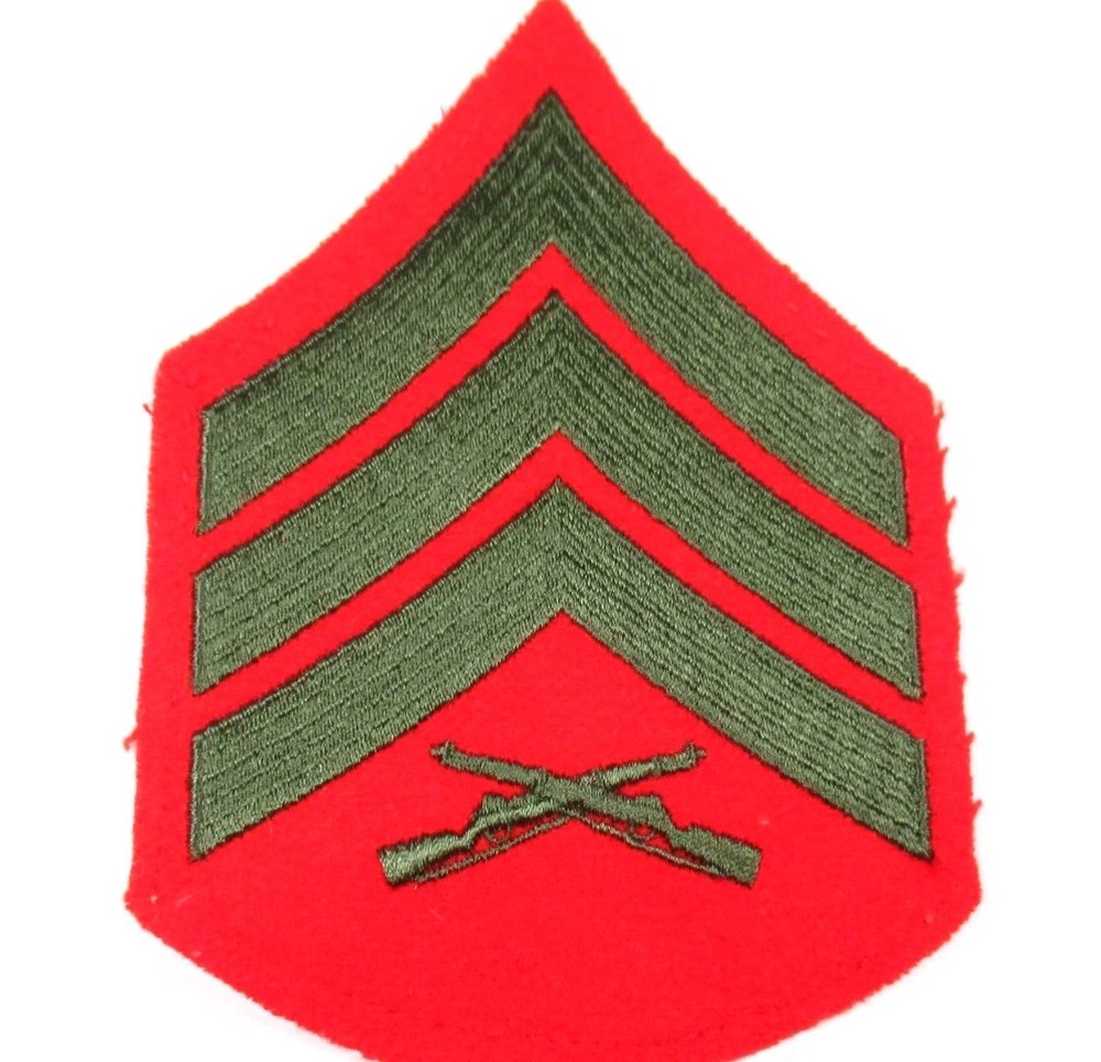 USMC Sergeant Rank Patch Vintage Embroidered Felt Back Sew On