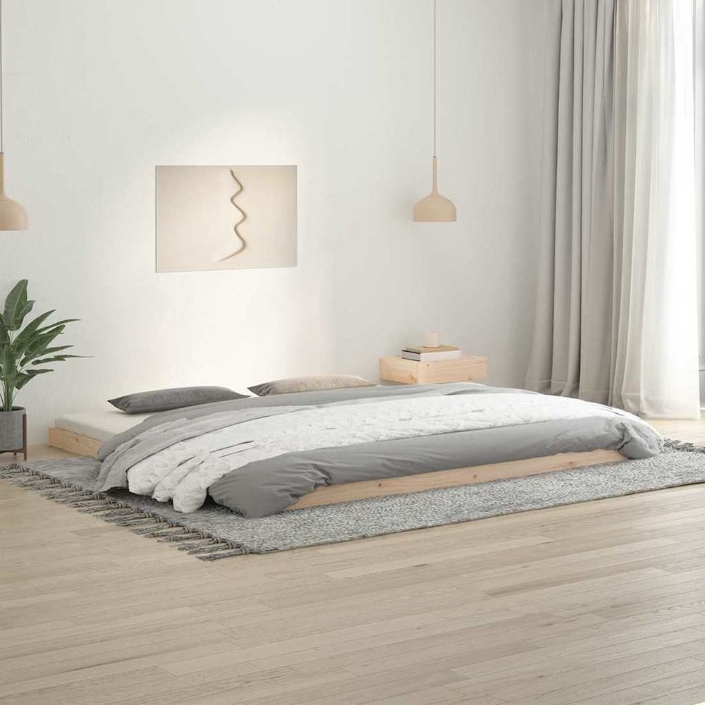 Floor Bed Frame Solid Pine Wood Platform Bedroom Modern Minimalist Home vidaXL