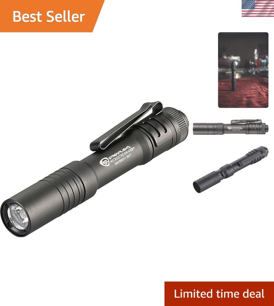 MicroStream 250-Lumen USB Rechargeable Flashlight - Hands-Free & Compact