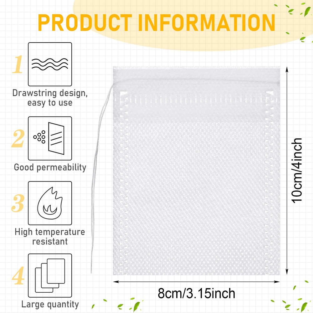 1000 Pcs Disposable Tea Bags Bulk for Loose Leaf Tea Drawstring Empty Coffee ...