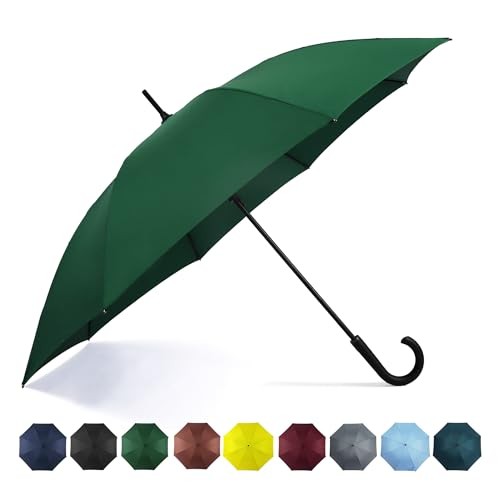 50 Inch Large Stick Umbrella Windproof Automatic Open Oversized J Handle Green