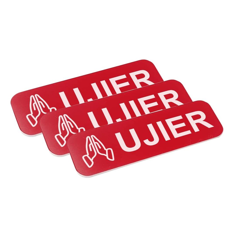 Ujier 1 x 3" Name Tag/Badge Red Praying Hands 3 Pack