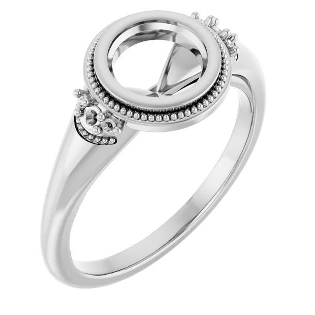 925 Sterling Silver Semi Mount Ring Setting Round 12mm Blank Ring Mounting