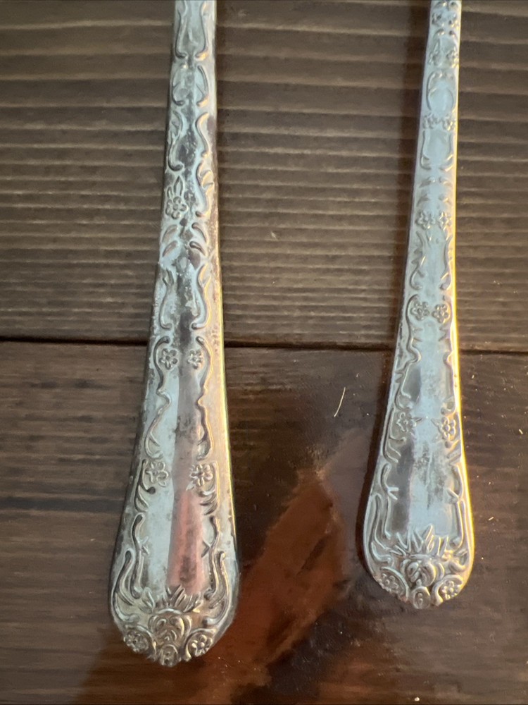WM Rogers & Sons Silver Tone Enchanted Rose Replacement Serving Spoon & Fork