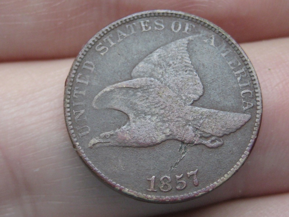 1857 Flying Eagle Penny Cent- VF/XF Details