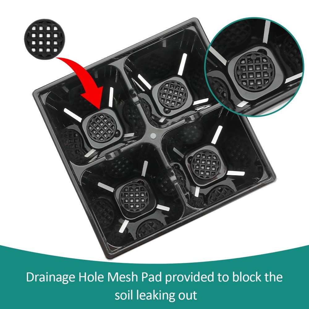 40 Pack Reusable 4-Cell Seed Starter Tray for Seedlings, Deep Large Cell Plan...