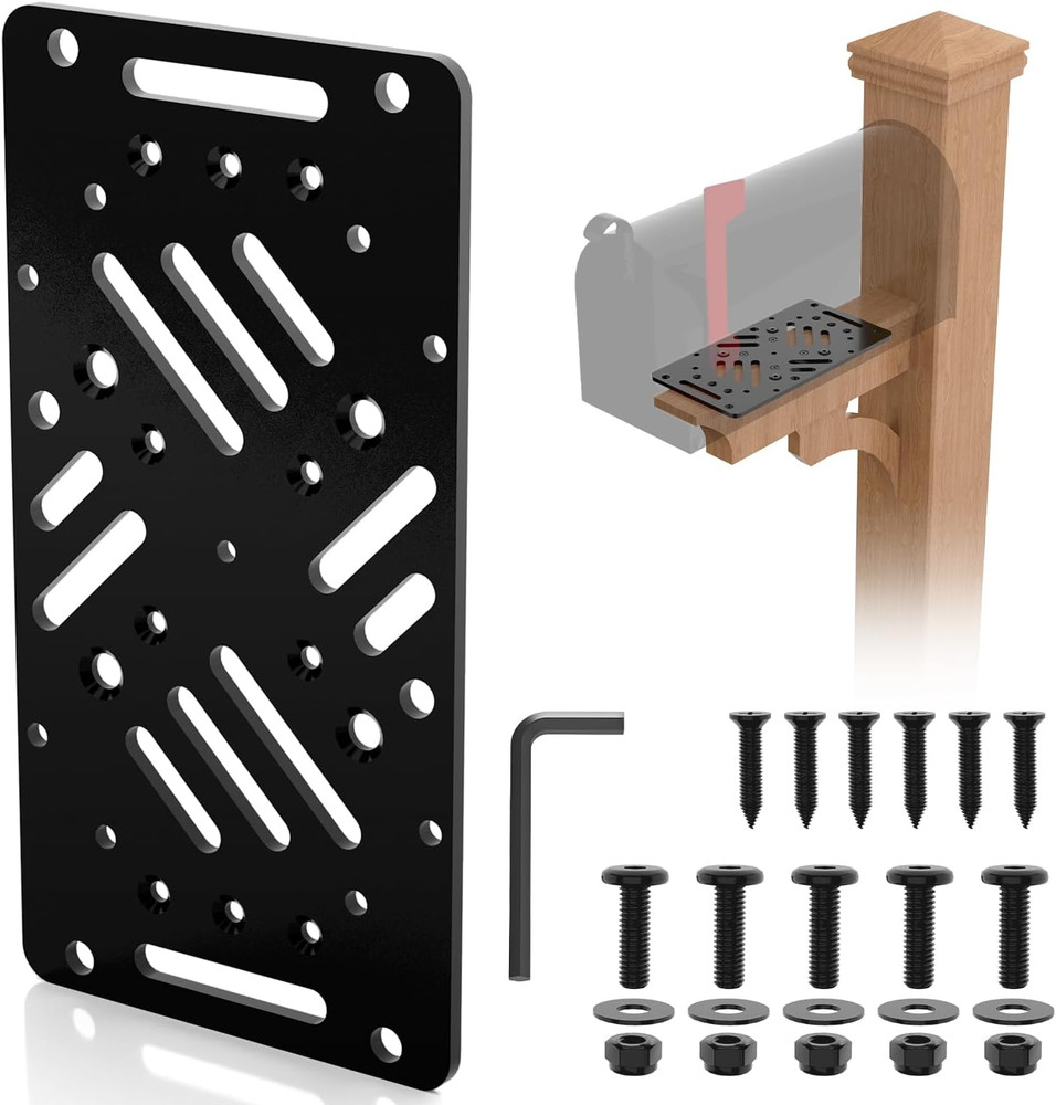 Antirust Mailbox Post Mount Bracket, Heavy-Duty Plate for Post Mount Mailboxes,