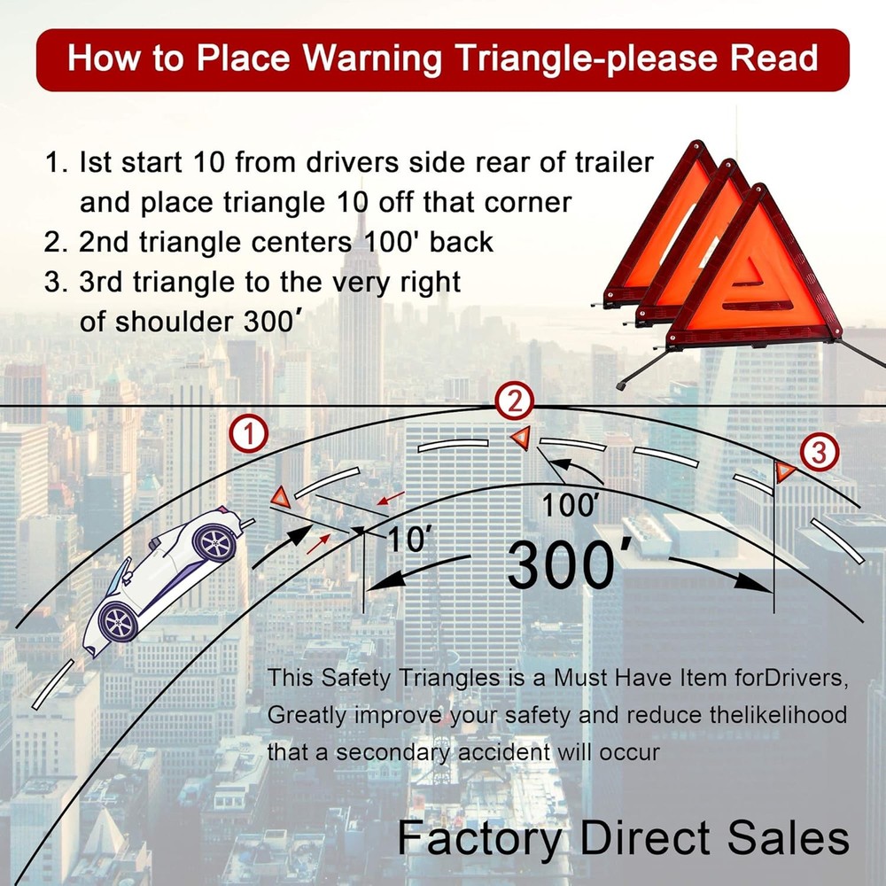 Triple Warning Triangle Cone Emergency Warning Three-Piece Set