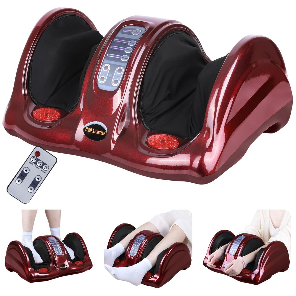 H&B Luxuries Shiatsu Foot Massager Machine with Remote 1 Count, Classic Red