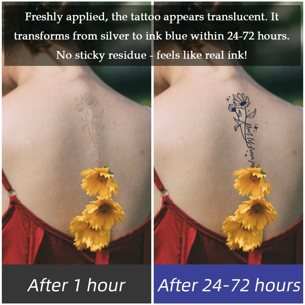 2 Sheets Semi Permanent Waterproof Temporary Tattoos, Lasts 1-2 Weeks,...