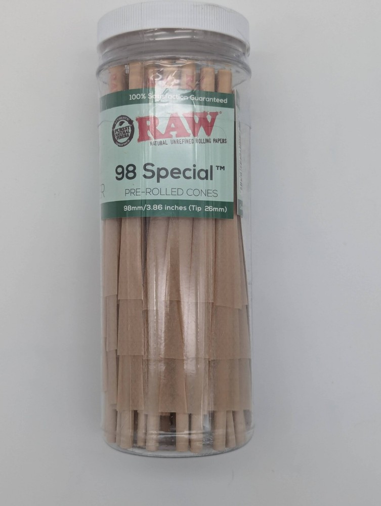 RAW classic 98 special Size Pre-Rolled Cones (100 Pack)+RAW 98 size cone loader