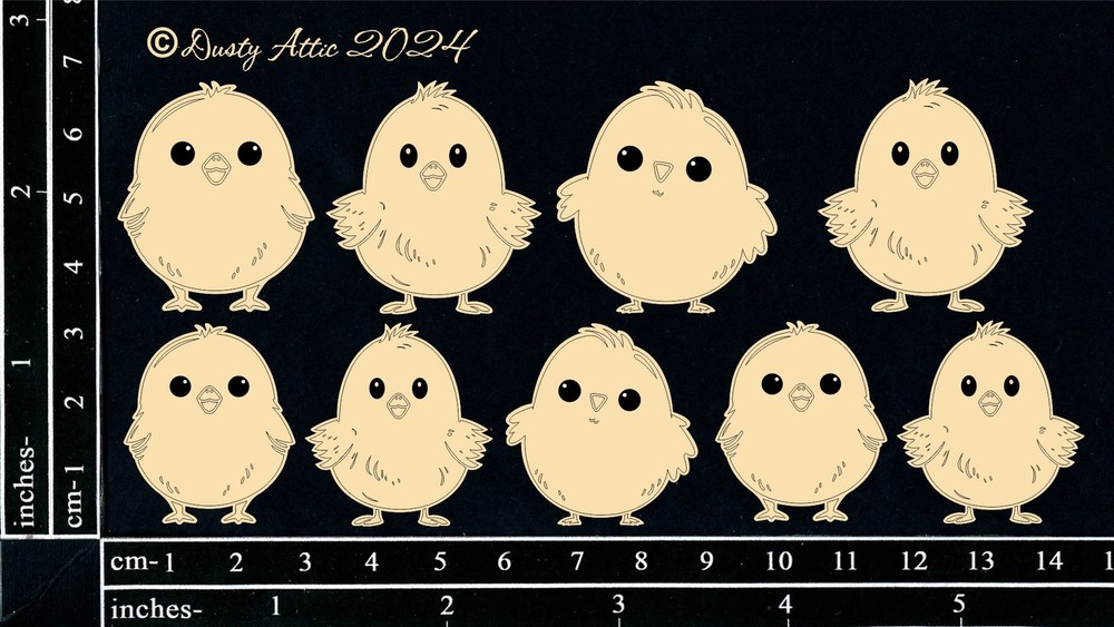 Dusty Attic Chipboard 3x6 - Easter Chicks Small, DA3737