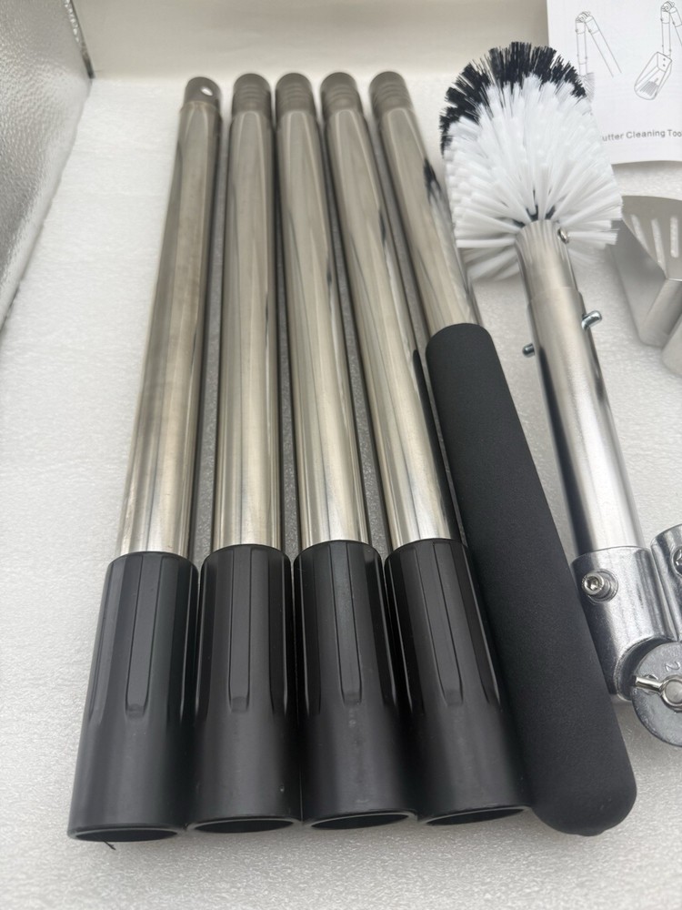 Gutter Cleaning Tools, 6.4FT Gutter Cleaner with Pole & Gutter Brush, *READ...
