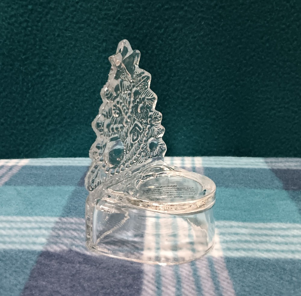 Pressed Glass Christmas Tree Tealight Candleholder